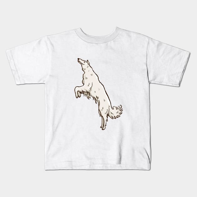 Borzoi Hop Kids T-Shirt by IntraSomnium